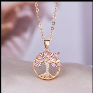 Gold Mosaic Tree of Life Pendant Necklace